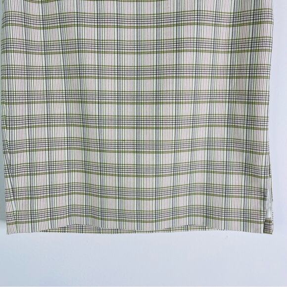 Ann Taylor green cream plaid high waisted pencil office midi skirt 2 - Picture 3 of 7